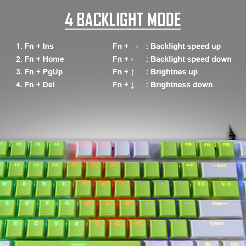 Keyboard Gaming Mecanical Swap TKL Raptor RG-KM870 4 Light Mode