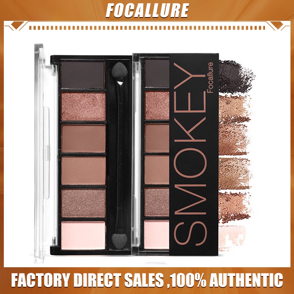 FOCALLURE FA06 Colors Nude/Smoky Kosmetik Alis High Pigment And Smooth Powder Long Lasting Untuk Mata Eyeshadow Palette