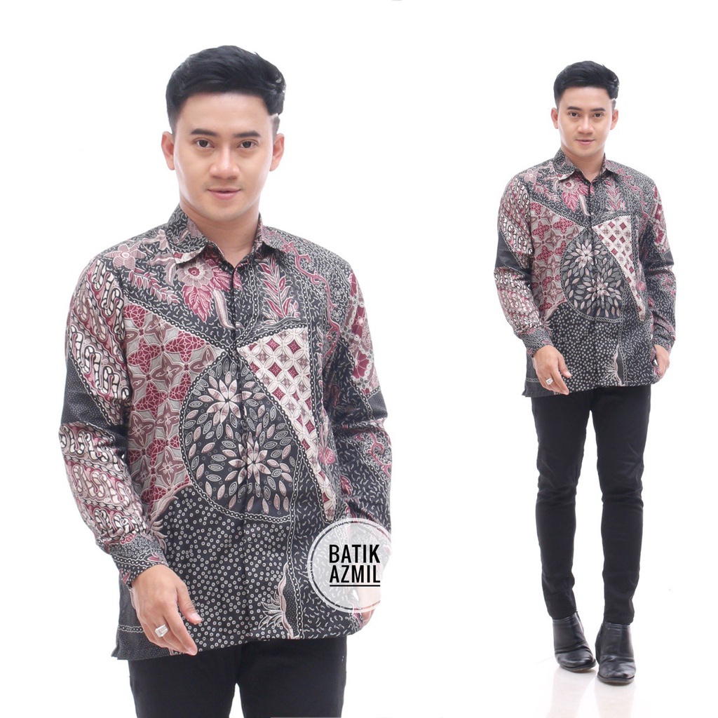 Kemeja Batik Pria Modern Lengan Panjang Casual Modis Slim Fit Trendy Masa Kini OL 160