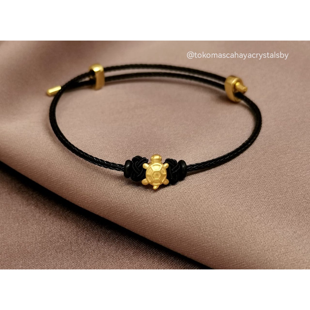 Gelang Charm Kura Kura Emas kadar 24k HK Hongkong 999% 999 &amp; Gelang Serut (Pandora / Kepang)