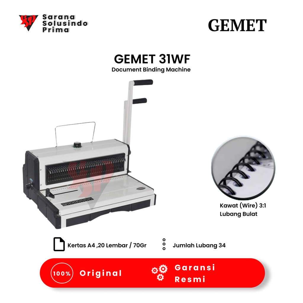 

Mesin Jilid Dokumen Spiral Kawat Lubang Bulat | GEMET 31WFO | GARANSI RESMI | JABODETABEK