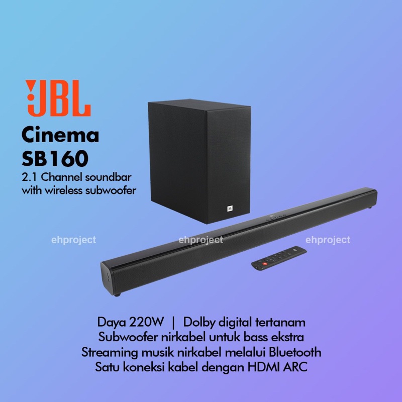 JBL Soundbar Cinema SB160 hdmi ARC Bluetooth Dolby GARANSI RESMI 2.1 Channel soundbar SB 160