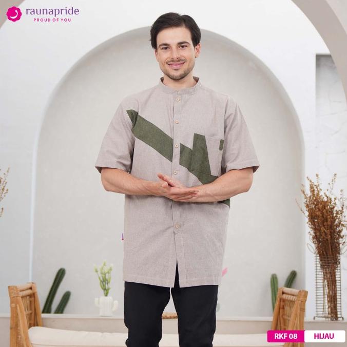 TERLARIS Rauna - Baju Muslim - Sarimbit - Koko Dewasa Modesty 08 Hijau /BAJU KOKO PRIA/BAJU KOKO DEW