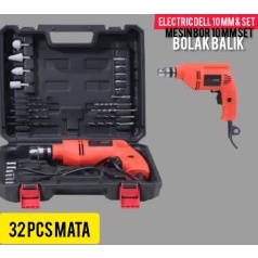 YUKIDO Mesin Bor Set Koper Paket Lengkap Full Accesoris Mata Bor Set Box PE- Electric Drill 10 mm - Bor Set 10mm