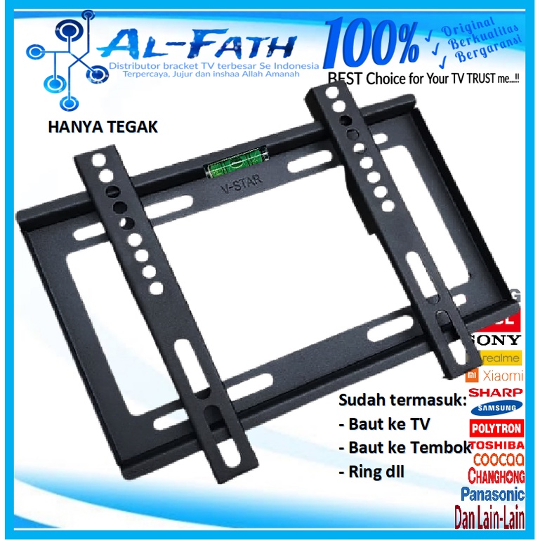 GARANSI COCOK!! BRACKET TV LED 17&quot; s/d 43&quot; Universal (Ada Waterpass) IMPORT QUALITY