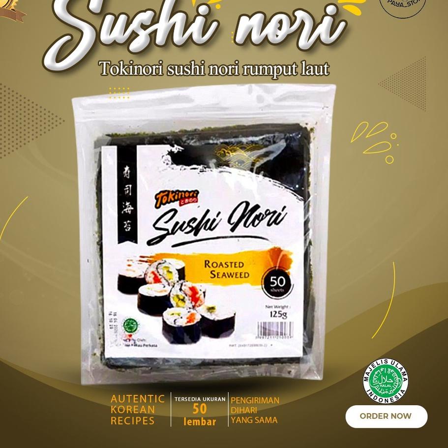 

♖ Tokinori 50 Set Halal Sushi/Kimbab 50 Lembar Rumput Laut Sushi Kimbab ♂