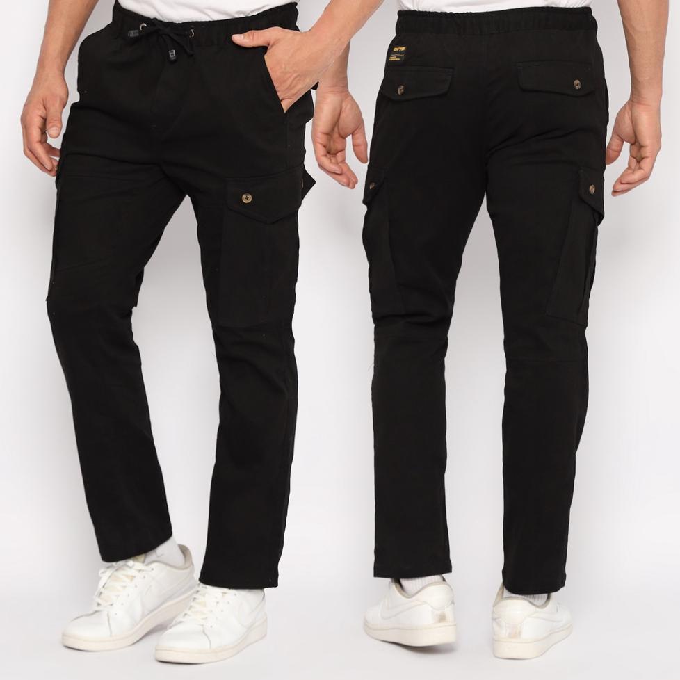 TREN TERBARU GutenInc - Celana Cargo Pria Leone Kargo Pants Black