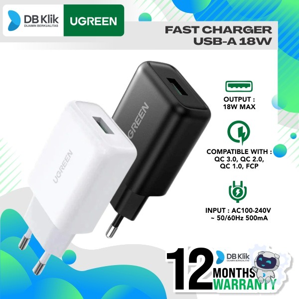 Fast Charger UGreen USB-A 18W - UGREEN Wall Charger USB-A 18W QC 3.0