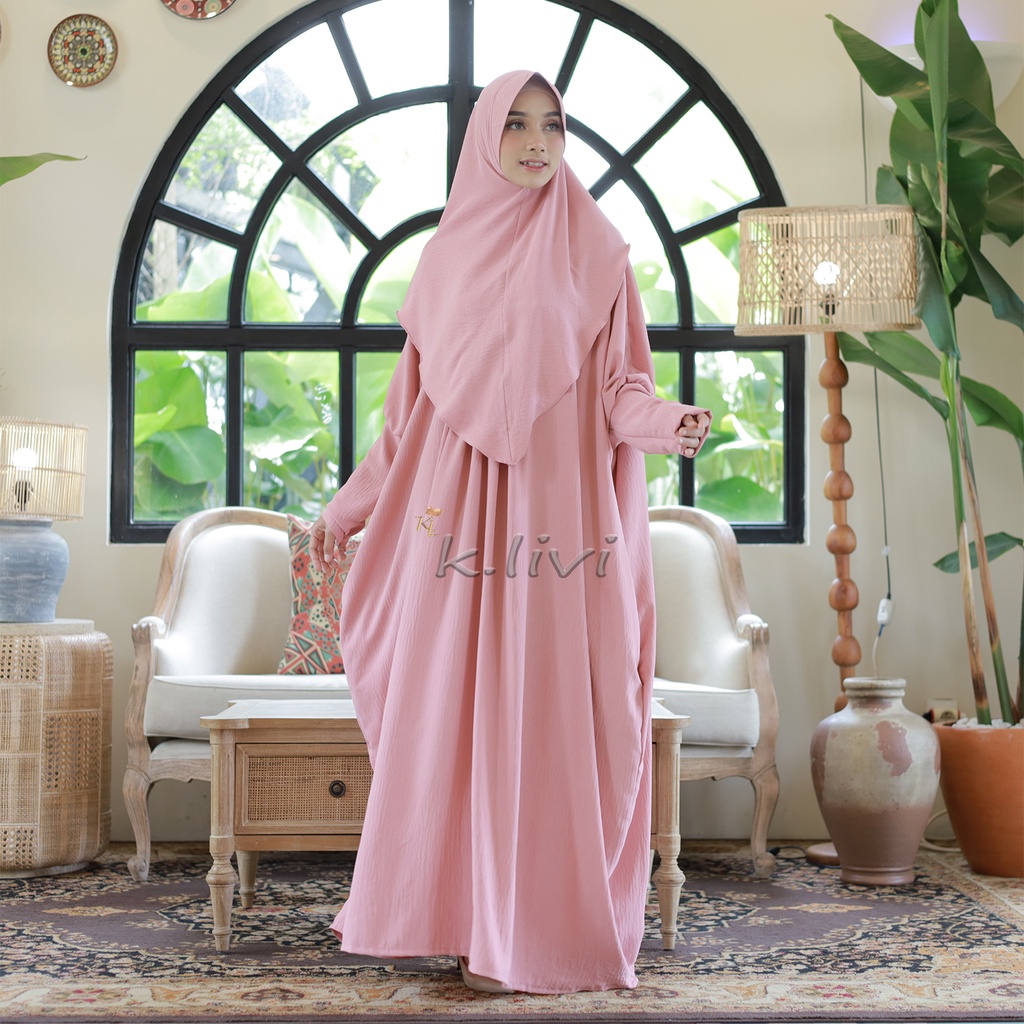 Gamis Abaya Kaftan Set Bergo Khimar Wanita Terbaru Kekinian