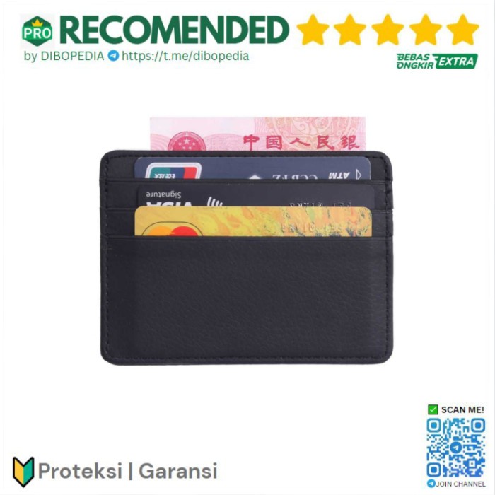 

Trassory Dompet Kartu Bahan Kulit Id Card Holder Slim Design - - Hitam Star Seller