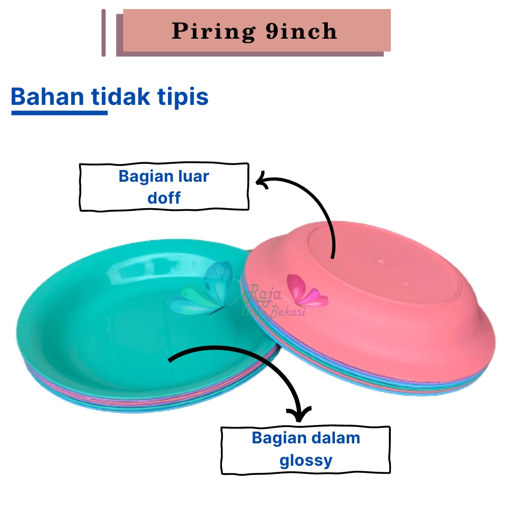 Promo-Piring Makan Bulat Bahan Plastik Satuan 9inch COD BayarDiTempat