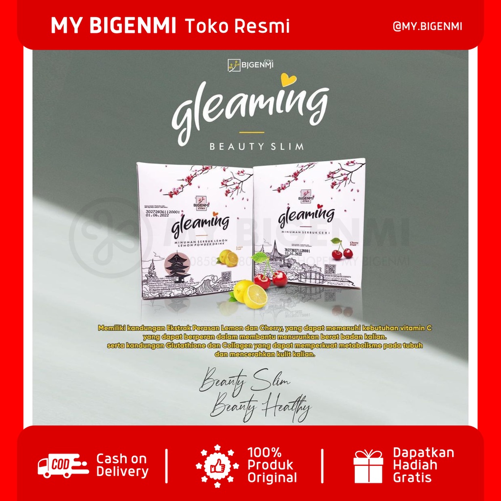 [TERLARIS] GLEAMING LEMON/CHERRY BIGENMI (MINUMAN KOLAGEN UNTUK MENCERAHKAN KULIT/MELANGSINGKAN TUBU