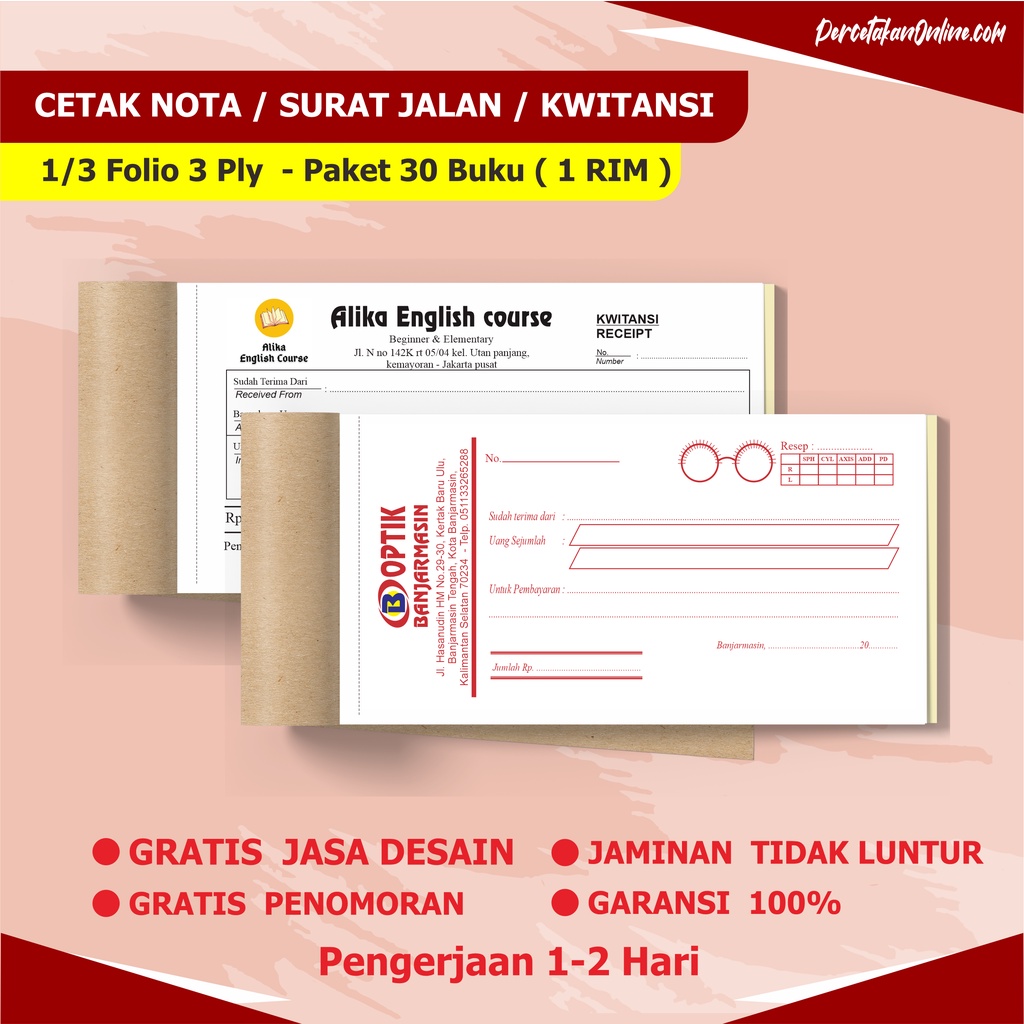 

Cetak kwitansi custom 3 ply