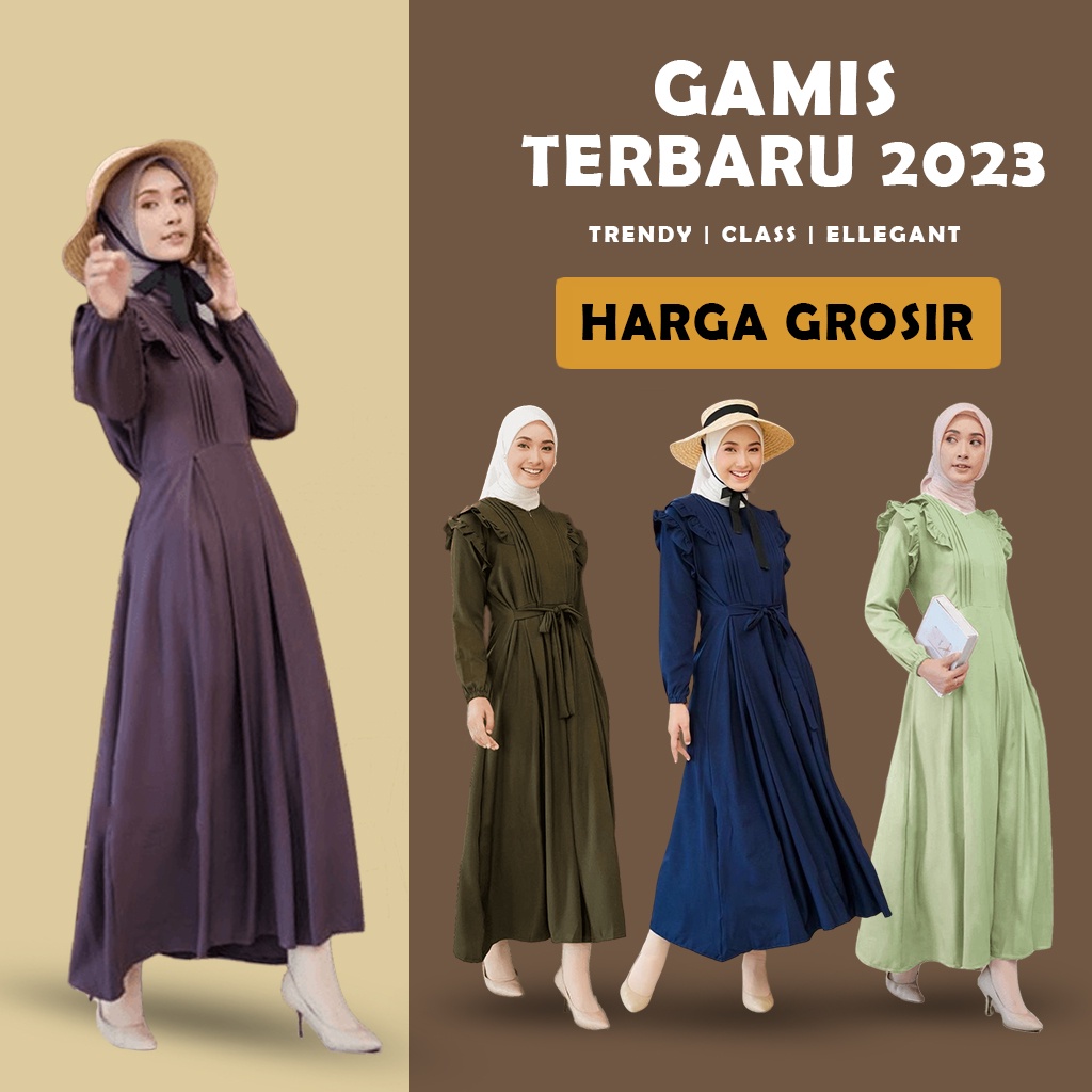 Baju Gamis Wanita Muslim Terbaru Sandira Dress cantik Murah kekinian GMS01