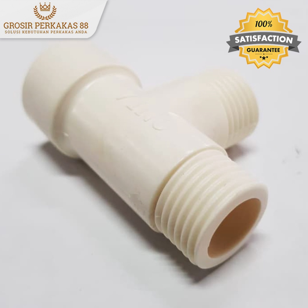 TEE PVC SHOWER CLOSET DRAT LUAR DALAM / TEE FITTING AW PUTIH 1/2" INCH