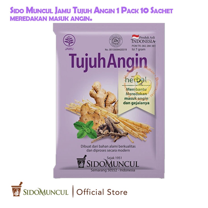 

Sido Muncul Jamu Tujuh Angin 1 Pack 10 Sachet meredakan masuk angin