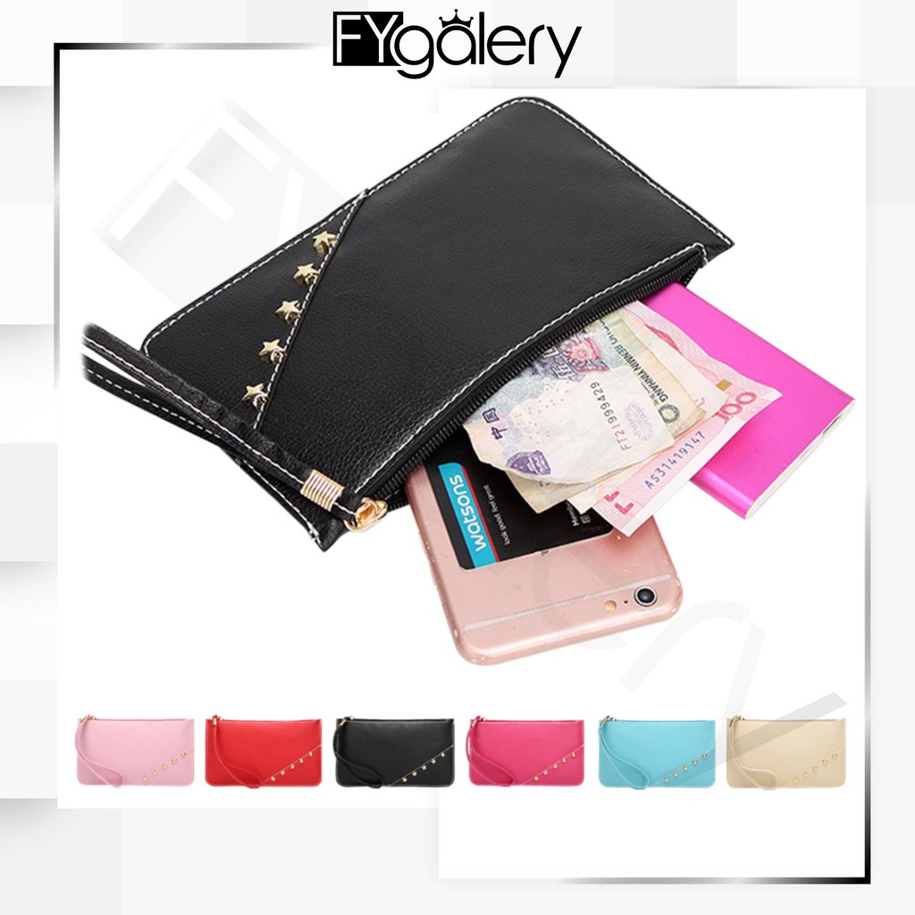 FYGALERY FYDP014 Dompet Koin Dompet Fashion Wanita Murni Warna Kulit Dompet Messenger Dompet Koin Ponsel