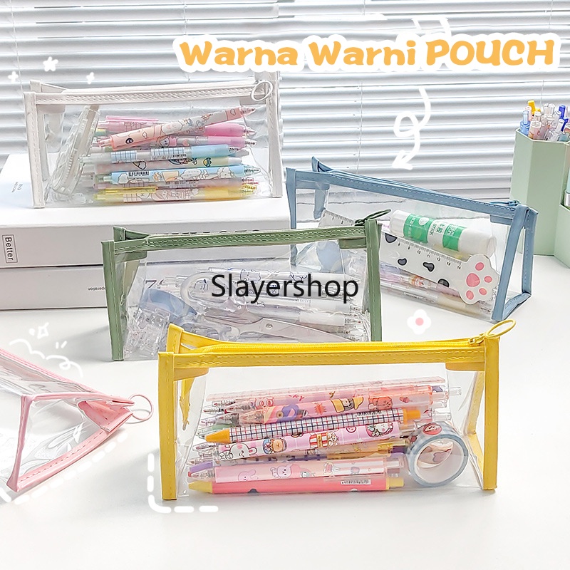 

COD Mini Pouch Transparant Travel Make up HP Lucu Mudah Dibawa kotak alat tulis- Warna Warni