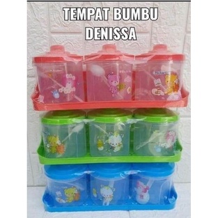 Tempat Bumbu / Toples Plastik Bumbu Dapur / Tempat Bumbu 4in1