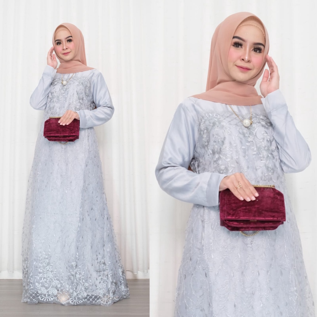 AURA GOWN DRESS BRUKAT PREMIUM JUMBO DRES REMAJA XXXL LD 120 GAMIS KONDANGAN TERBARU MURAH KONVEKSI GROSIR SERAGAMAN PERNIKAHAN LAMARAN PERNIKAHAN LEBARAN WISUDA TUNAGAN GOLD DUSTY NUDE MOCCA ROSE BROWN MILLO GREY MARUN BAJU MUSLIM JUMBO LD 120