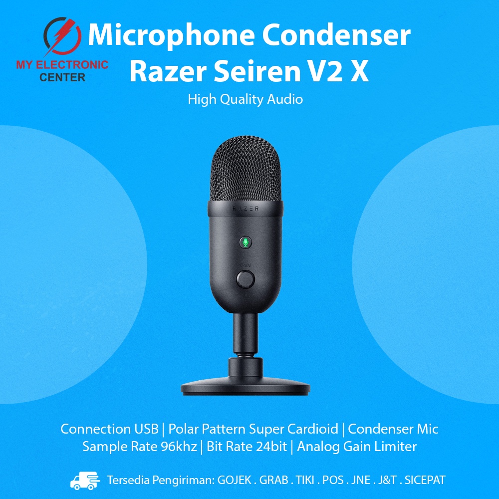 Microphone Condenser Razer Seiren V2 X Mic Komputer USB Komputer PC Laptop