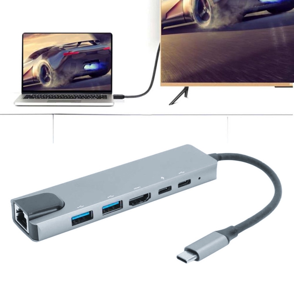 Kabel Cable Type C (USB C) to HDTV (HDMI) Converter Adapter 6 in 1 - CB 703