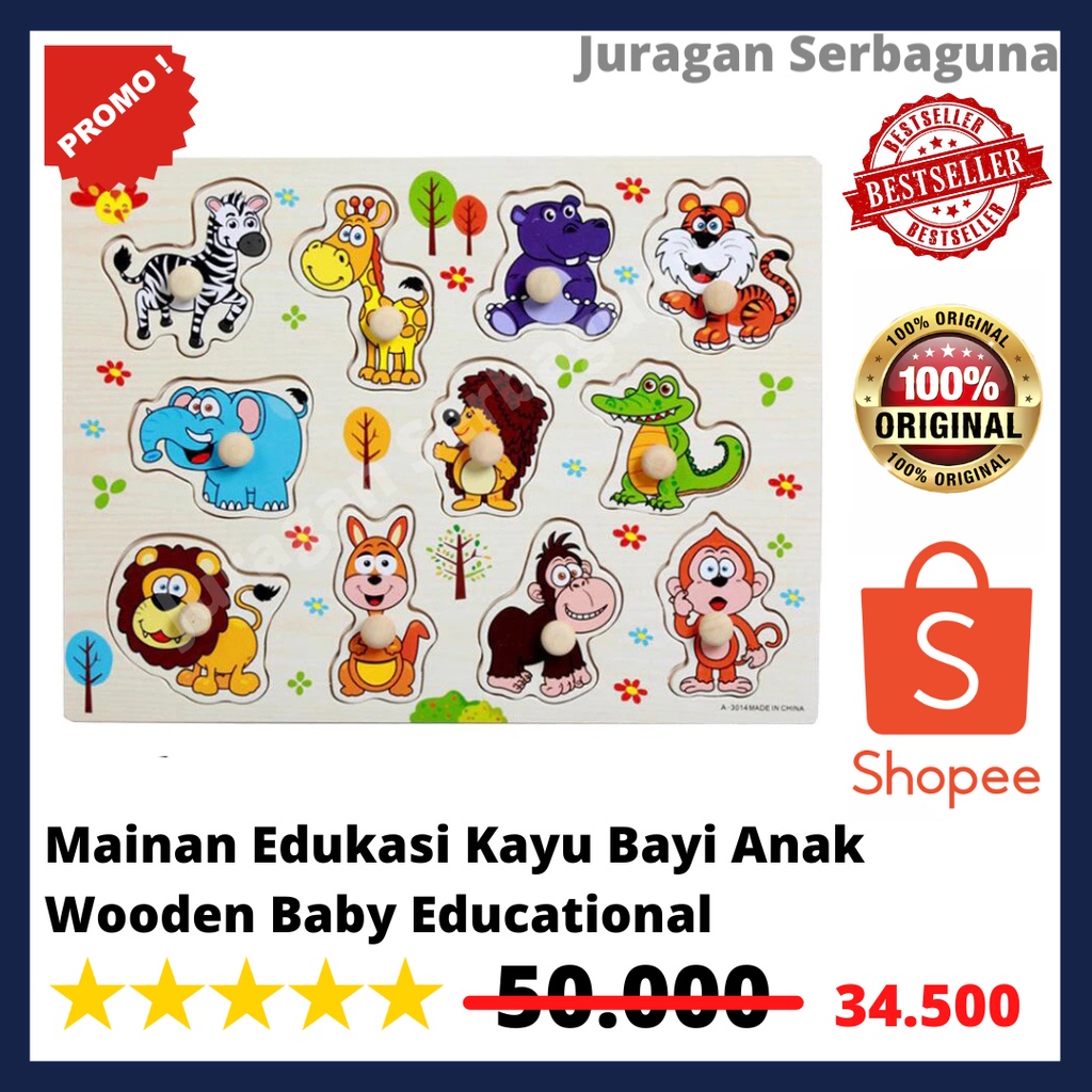 Mainan Edukasi Kayu Bayi Anak Wooden Baby Educational Model Hewan