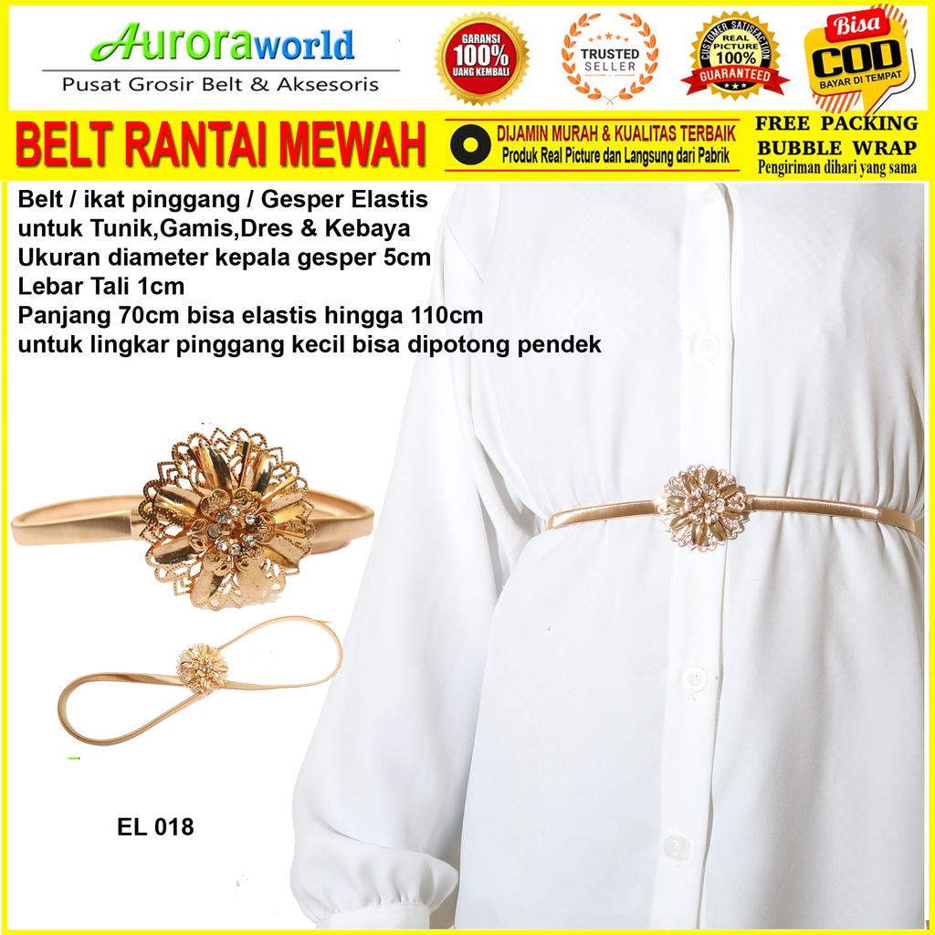 Auroraworld Terbaru Gesper cewek Ikat Pinggang wanita Elastis Mewah belt fashion untuk Kebaya Gamis Tunik Dres bisa COD