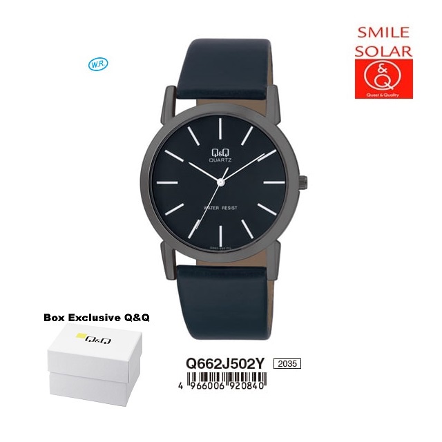 Jam Tangan Pria Stylist Casual Kulit Leather Analog Original Q&amp;Q QnQ QQ Q662 Q662J Series