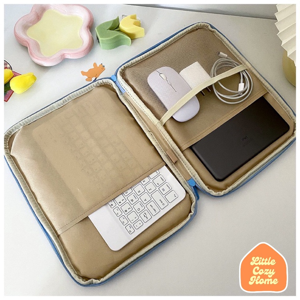 Plaid Tablet Laptop Sleeve 11 13 14 Inch / Tas Laptop Sarung Pouch Cover Komputer Leptop Multifungsi / Macbook Air 13in 15in Anti Shock Waterproof Anti Gores Padding Case Sleeve Mac Book