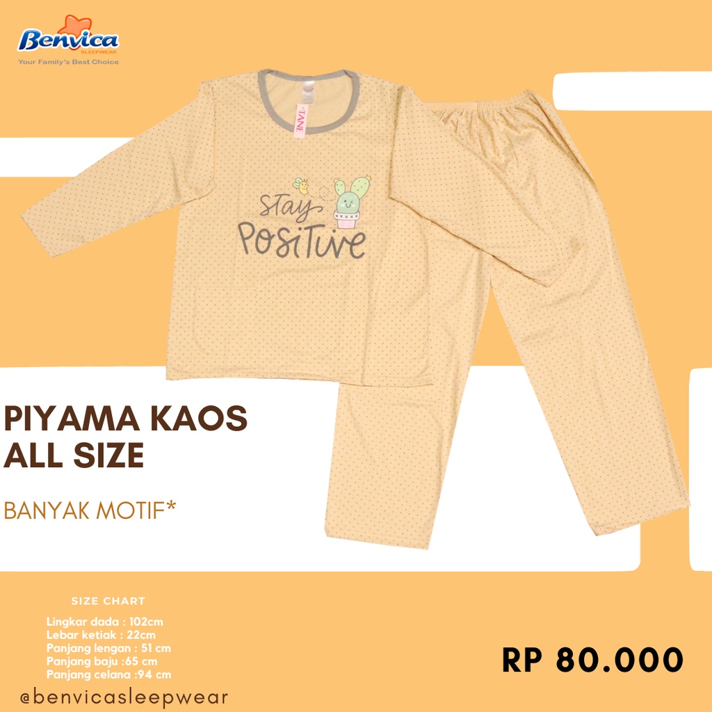 BAJU TIDUR PIYAMA KAOS TANE LEMBUT ADEN BANYAK MOTIF