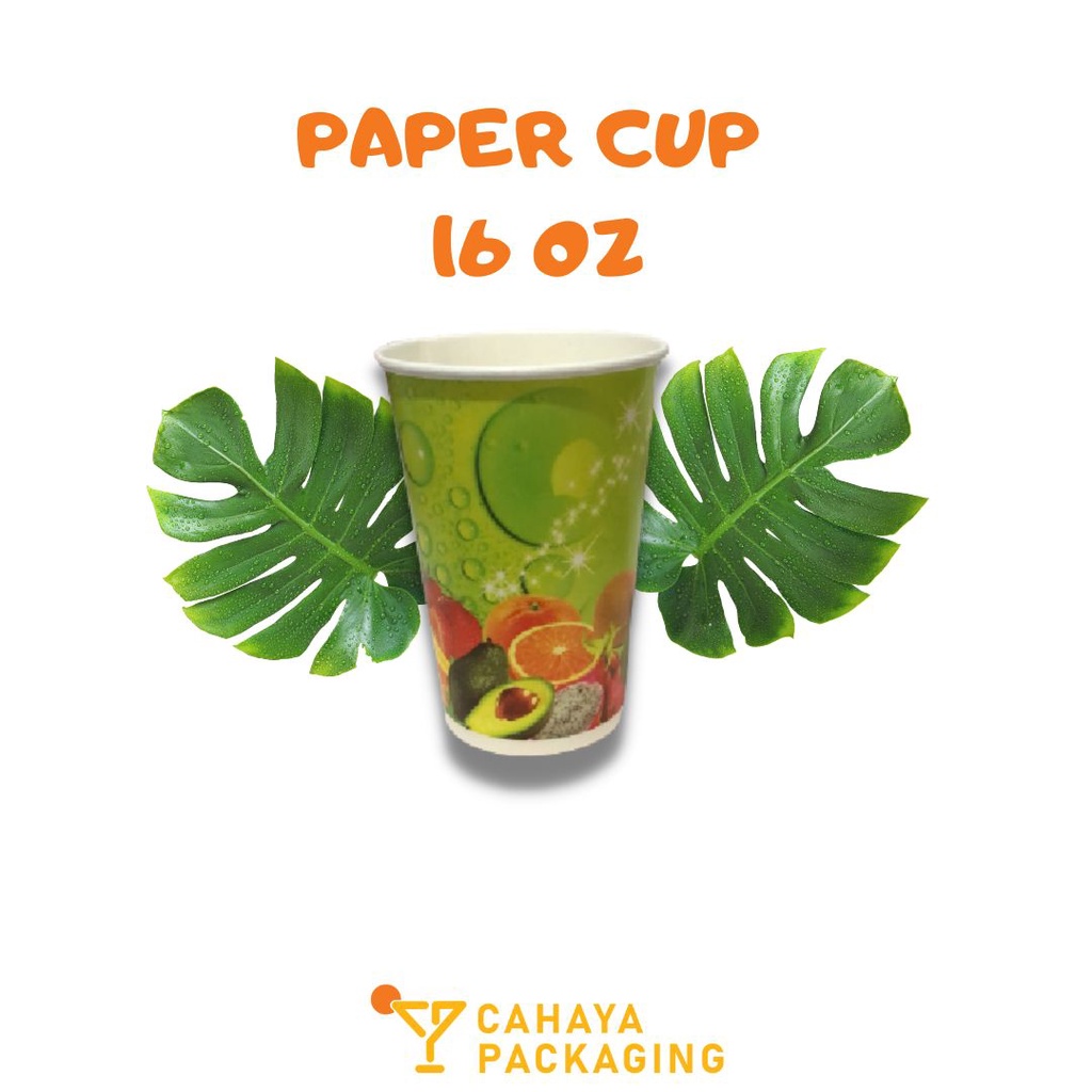 PAPER CUP 16oz / COLD CUP /GELAS ES / GELAS KERTAS MOTIF BUAH