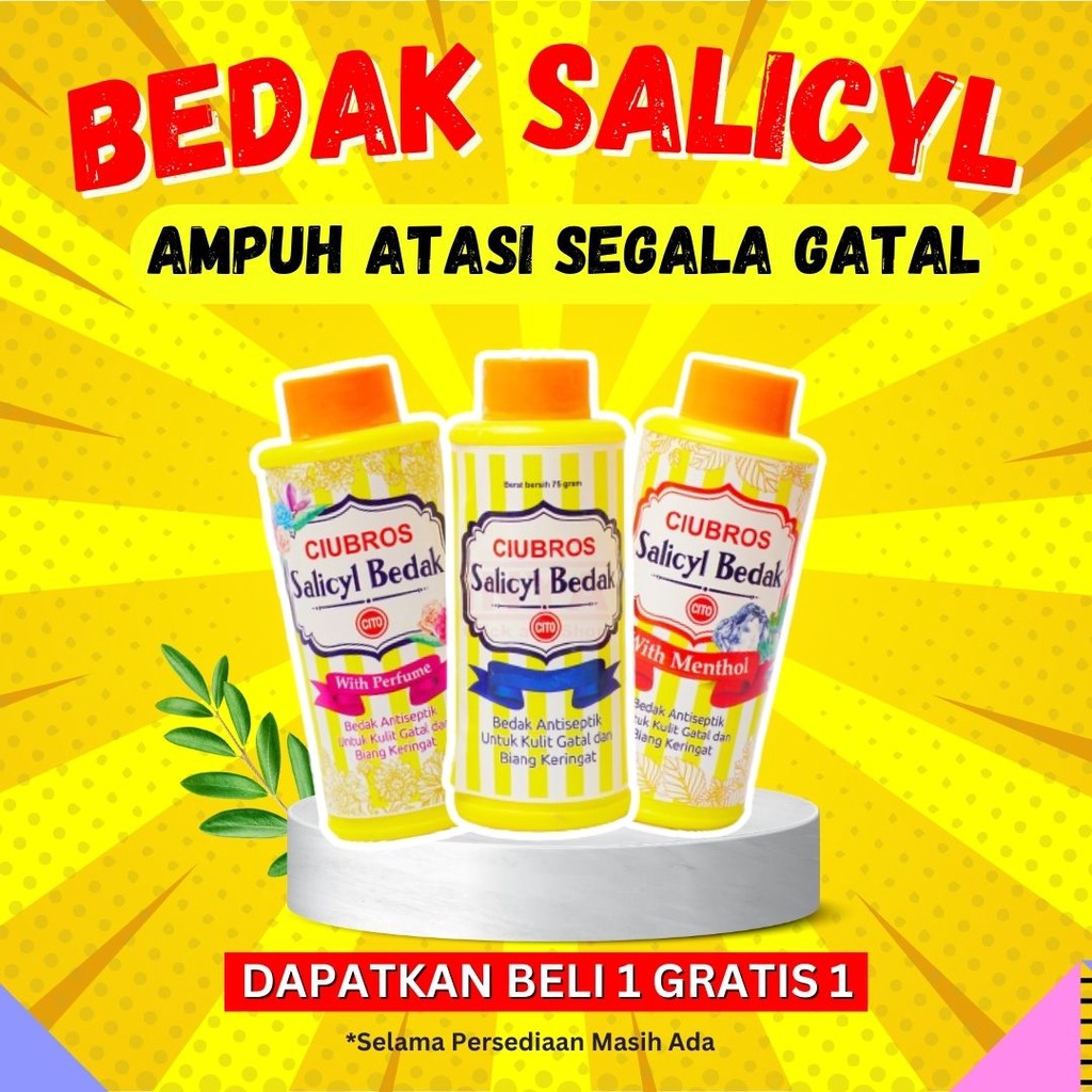 BELI 1 GRATIS 1 BEDAK GATAL SALICYL - BEDAK GATAL BPOM BANTU HILANGKAN GATAL JAMUR KUTU AIR PANU KURAP ALERGI KULIT