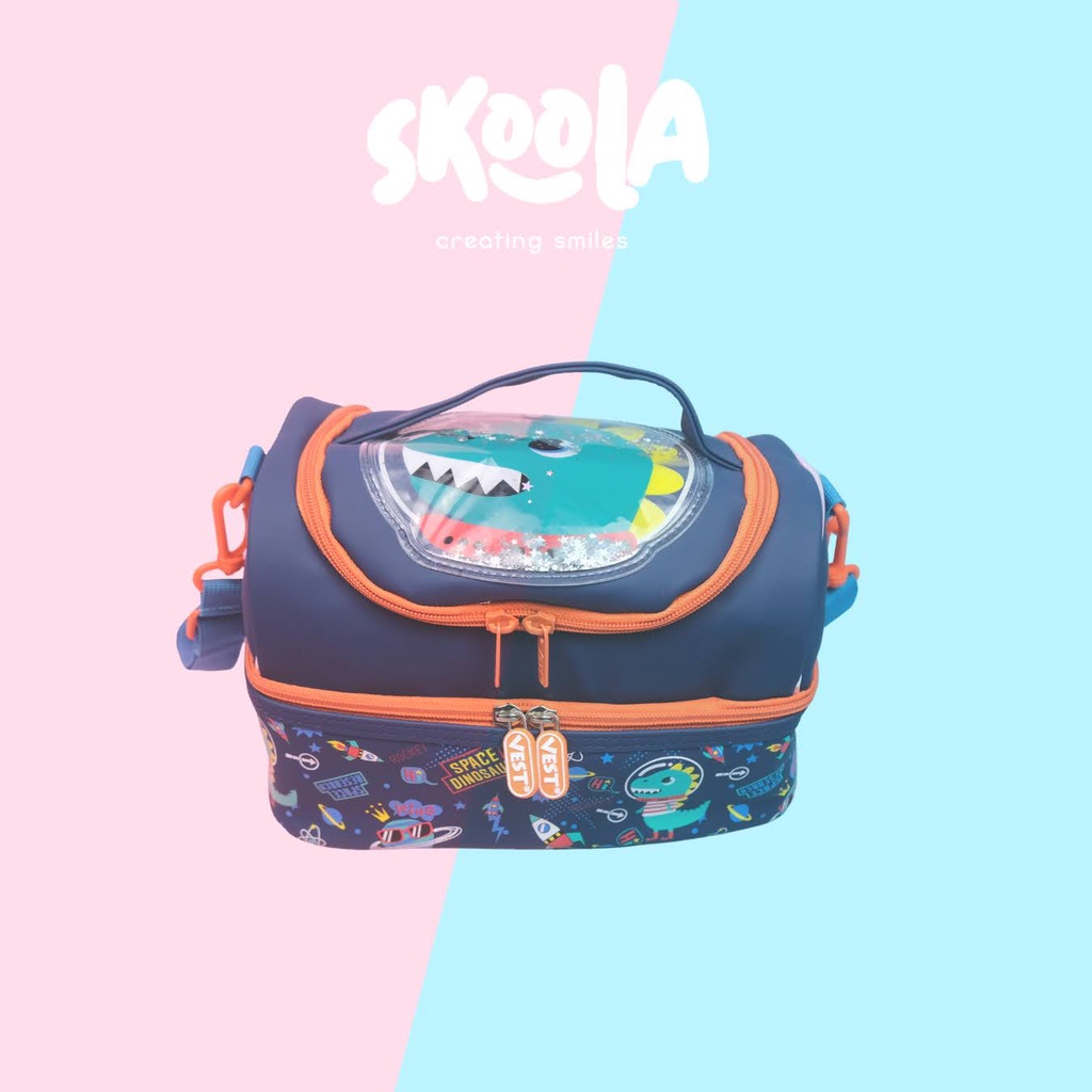 Skoola Tas Bekal Lunch Bag Box Tempat Makan Anak Laki - Laki Bola Shark Dino Astronot - Dosi