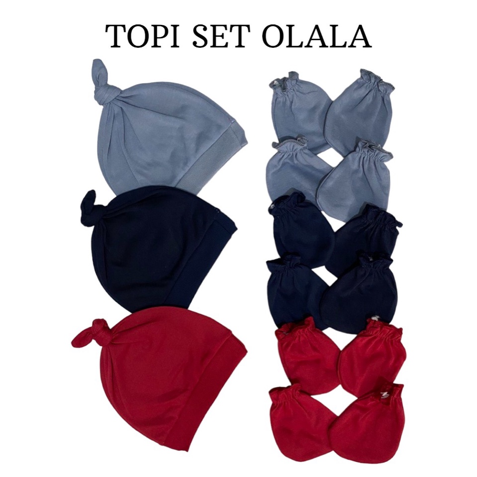 TOPI SET tangan kaki bayi OLALA perlengkapan baru lahir