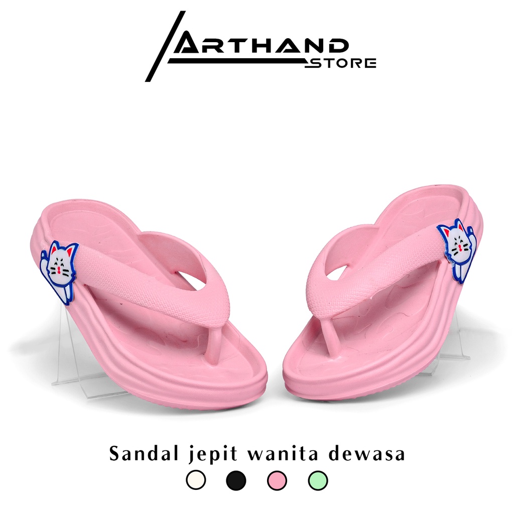 Sandal Wanita Model jepit sandal wanita terbaru karakter cat lucu