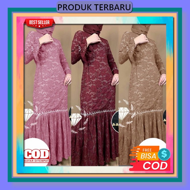 Baju Muslim Gamis Syar'I Syari Terbaru Gamis Kondangan Modern Remaja Mewah Kekinian Gamis Duyung Tut