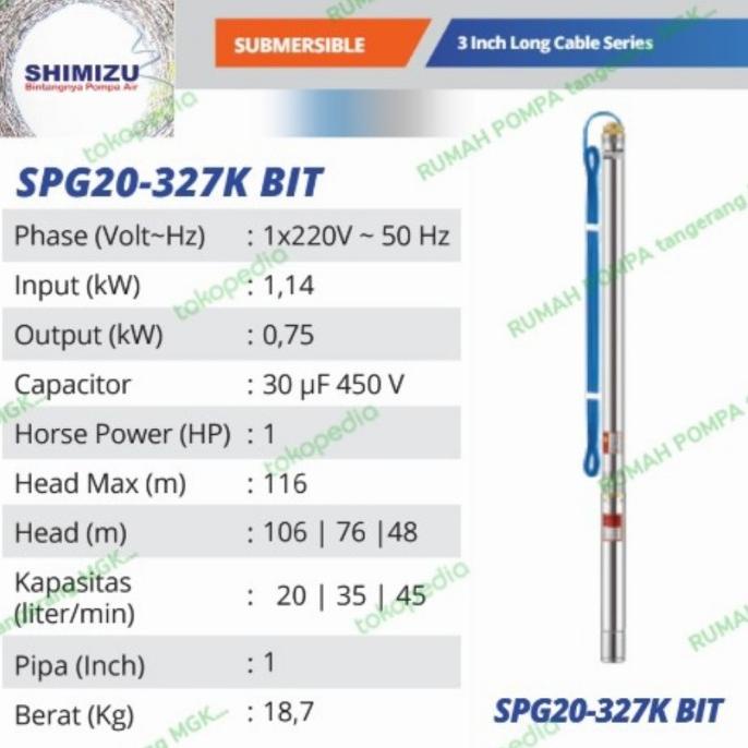 Pompa Satelit Shimizu 1Hp 3Inch Plus Kabel Submersible Shimizu