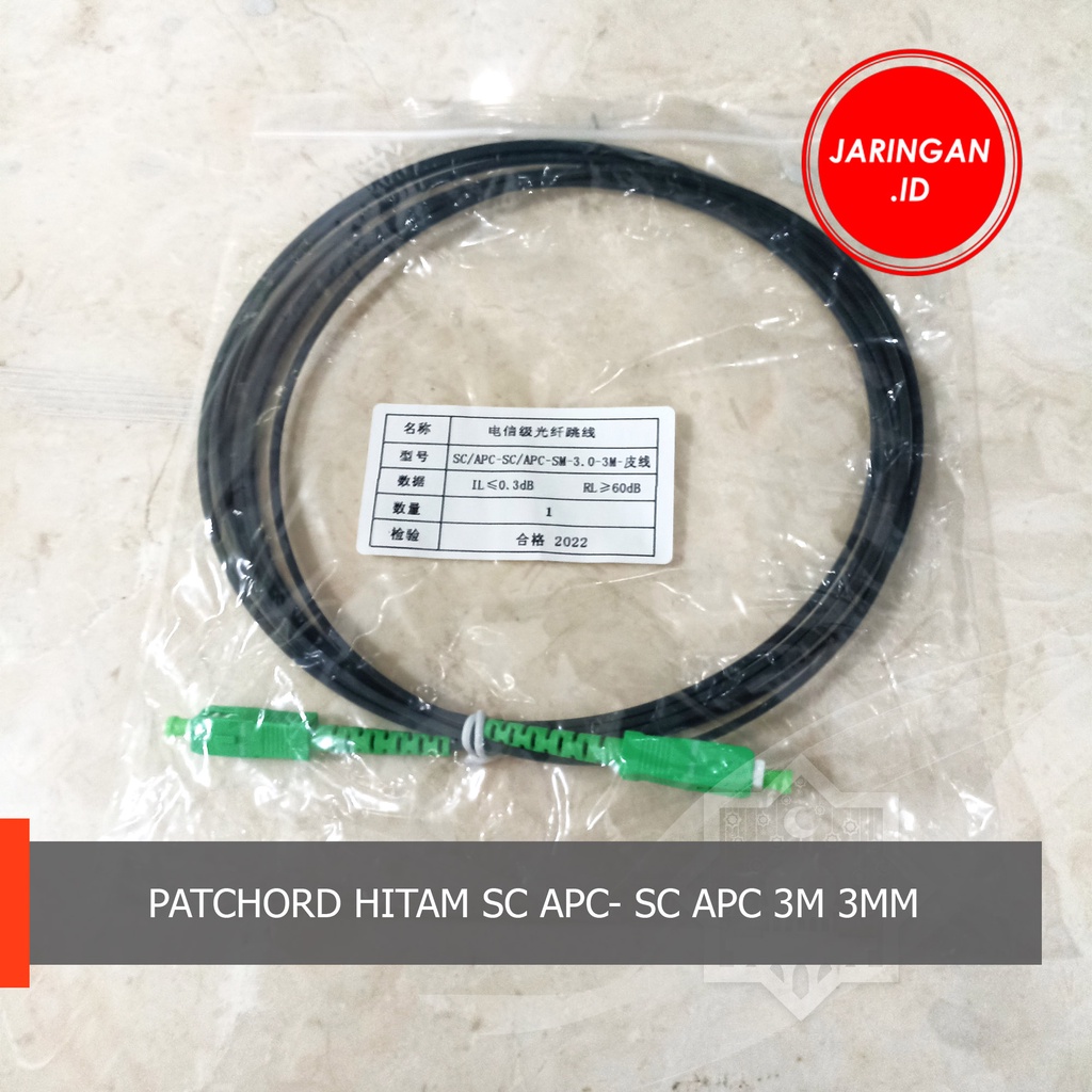 KABEL PATCHORD HITAM 3M SC APC - SC APC