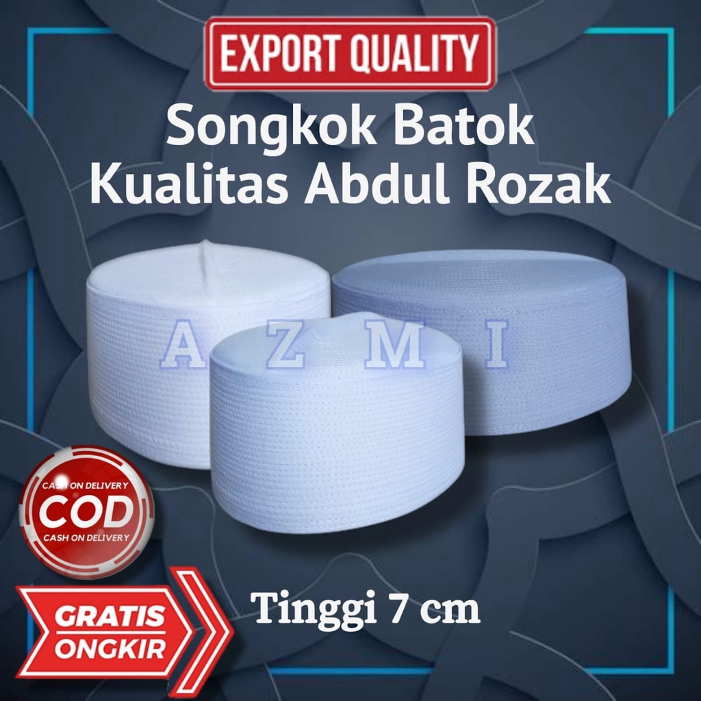 Promo Diskon Peci Kopiah Batok Habib bahar bin Smith - Putih tinggi 7cm , 7 Cm Original Abdul Roz