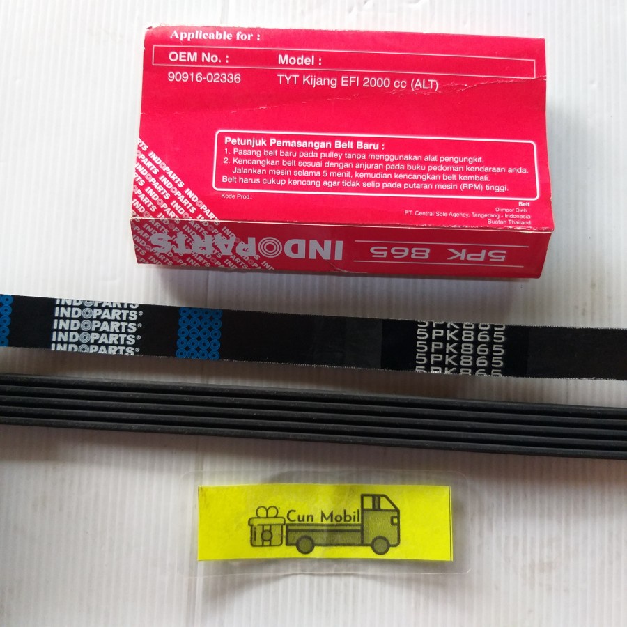 Ribt belt van belt Indoparts 5PK 865 Kijang EFI 2000 CC untuk ALT