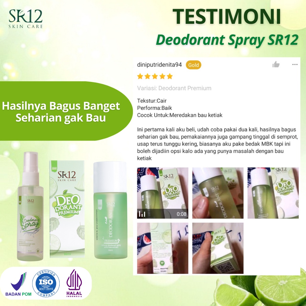 Deodorant Spray SR12 Herbal Ampuh atasi Bau Badan Keringat Berlebih Mencerahkan Ketiak BPOM 60 ml