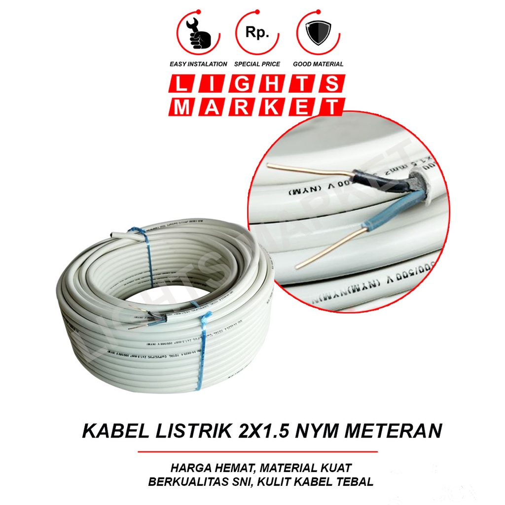 Kabel Listrik 2x1.5 NYM Meteran Permeter SNI