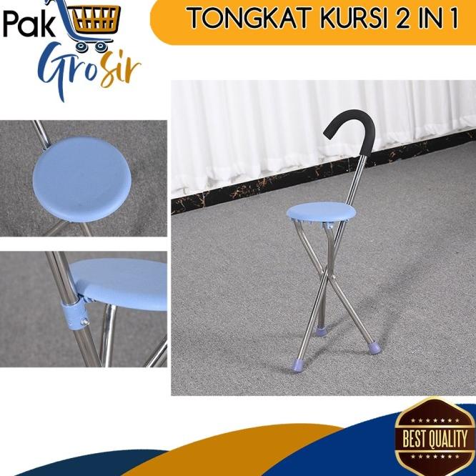 Tongkat Kursi Duduk Kaki 3 Alat Bantu Jalan Lansia Murah Berkualitas