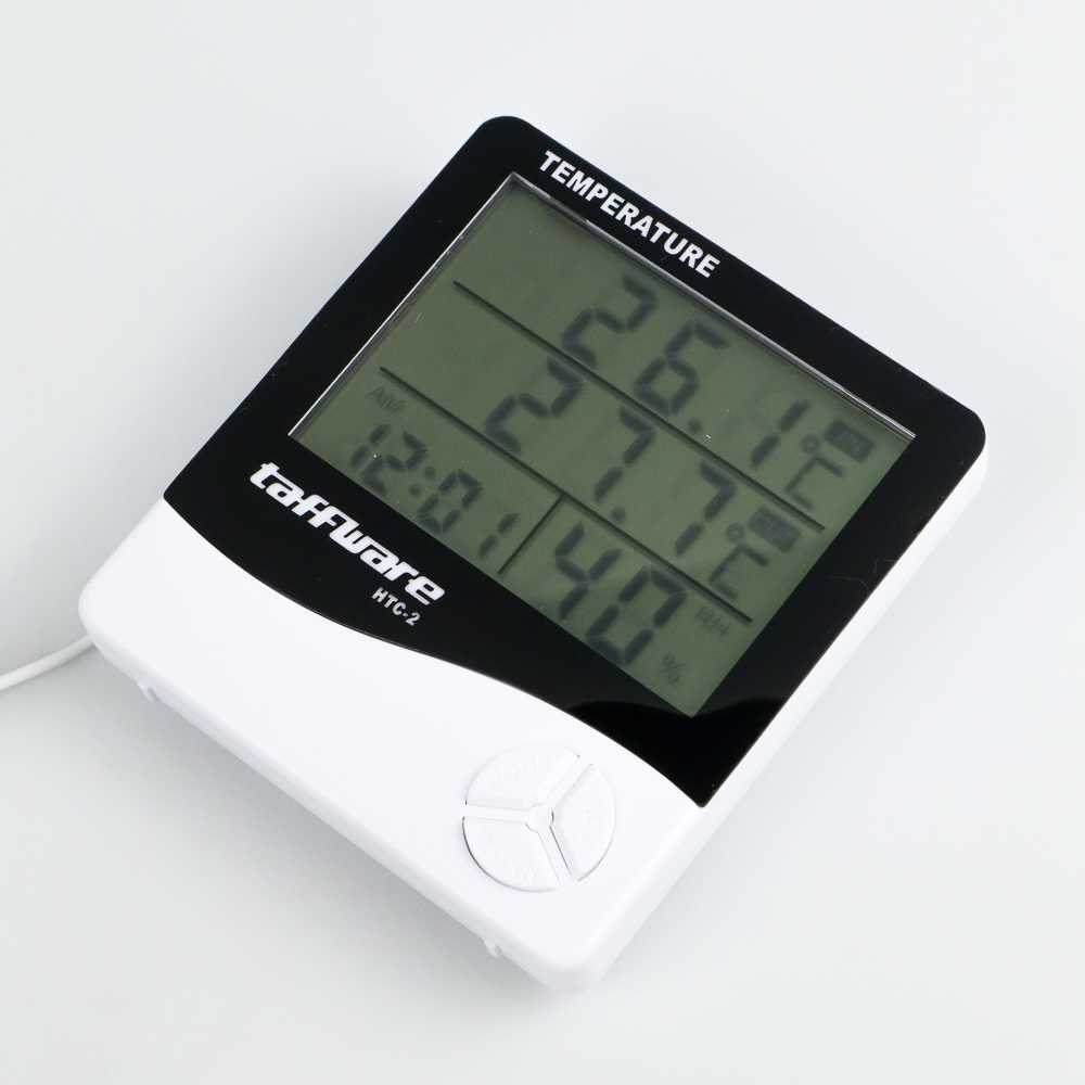 (BISA COD) FTIHSHP  Alat Pengukur Suhu Humidity Digital Temperature Meter Clock - HTC-2