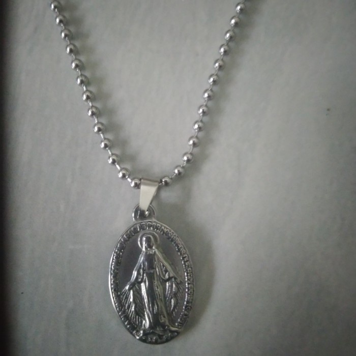 Kalung Medali Wasiat Titanium Silver Bunda Maria