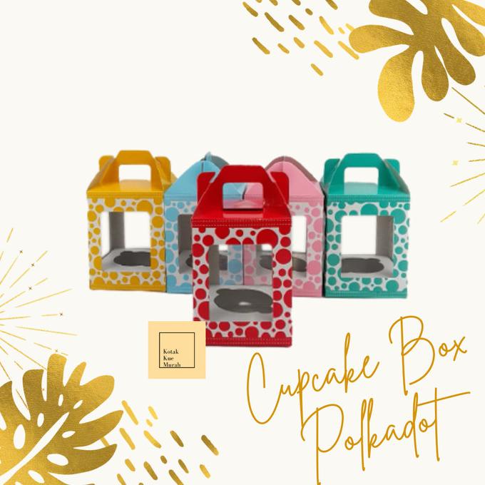 

Kotak / Dus / Kardus / Box Cup Cake isi 1 kue muffin motif polkadot