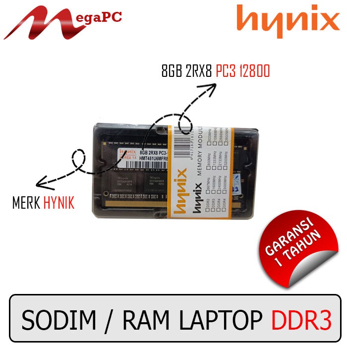 SODIM RAM LAPTOP DDR3 8GB PC3 12800 HYNIX