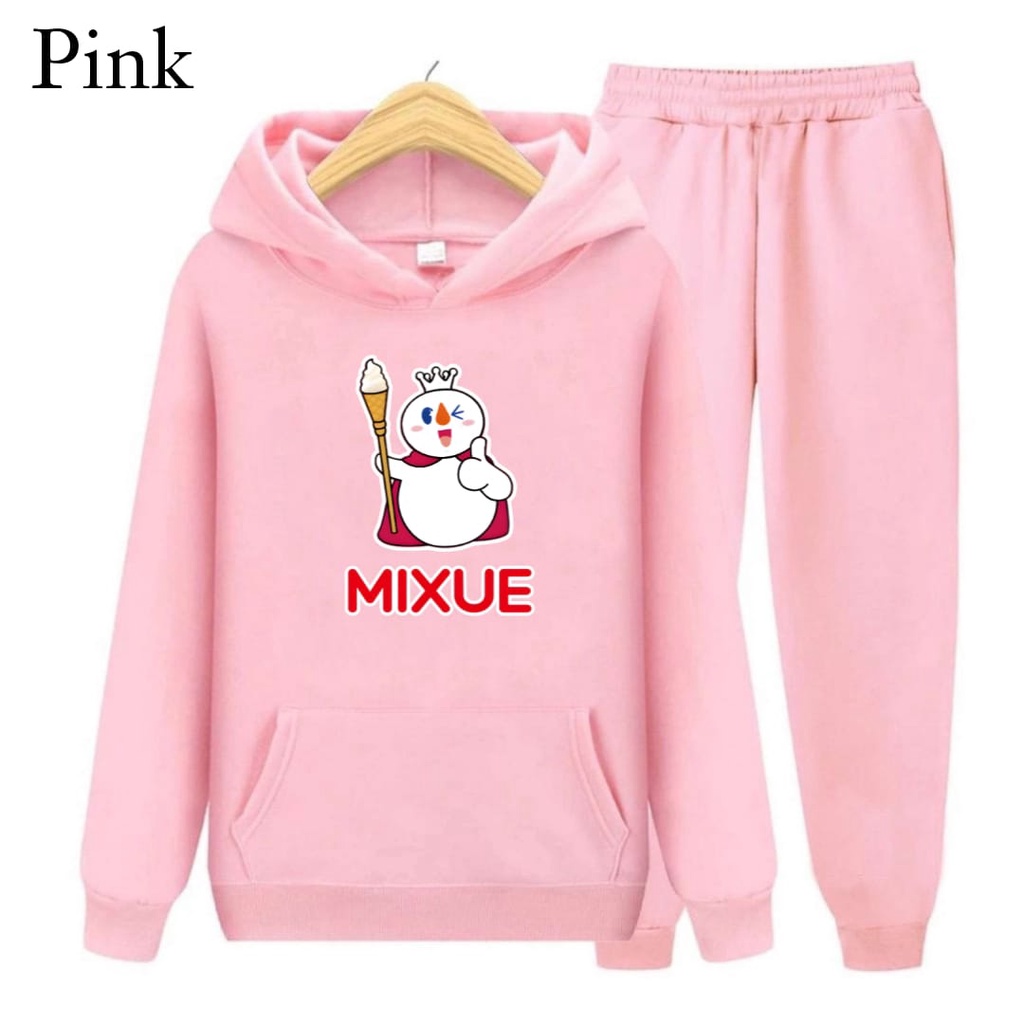 Hzl_outfit Setelan Hoodie Sweater Anak Cowok Dan Cewek Mixue Top/ Setelan Hoodie Anak S,M,XL