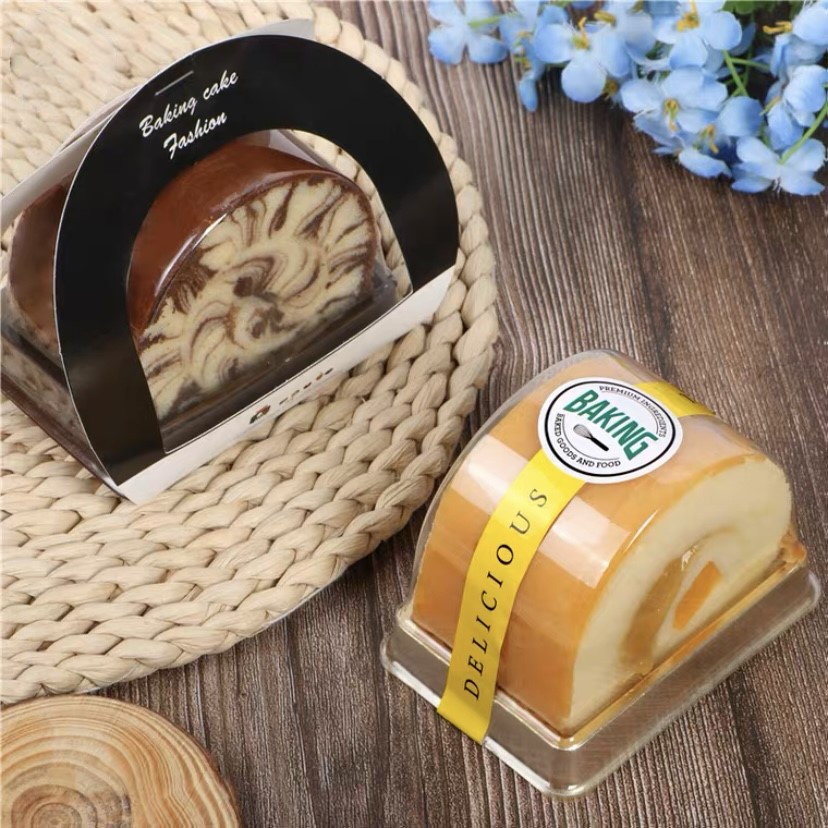 Mini Roll Cake Box / Kotak Bolu Gulung Mini Alas Hitam Gold per Pack